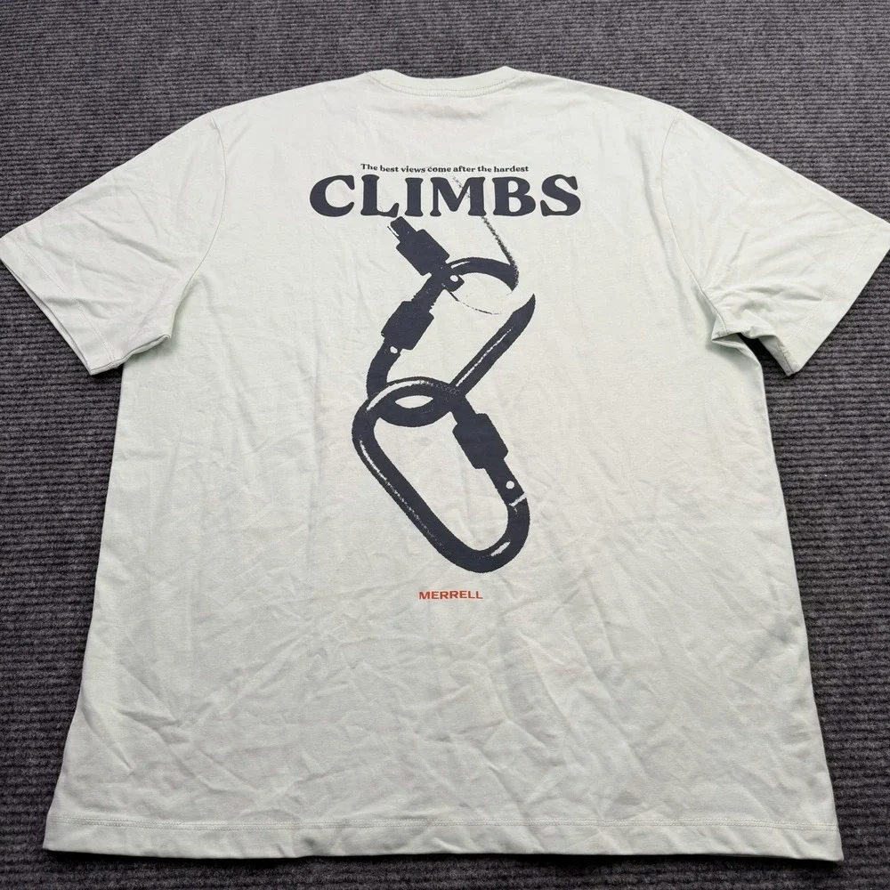 Merrell Climbing Graphic T-shirt Men's Size XL Mint Green Cotton NWT MSRP $39 - Picture 3 of 6